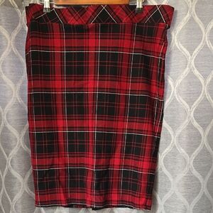 Torrid Red and Black Plaid Pencil Skirt